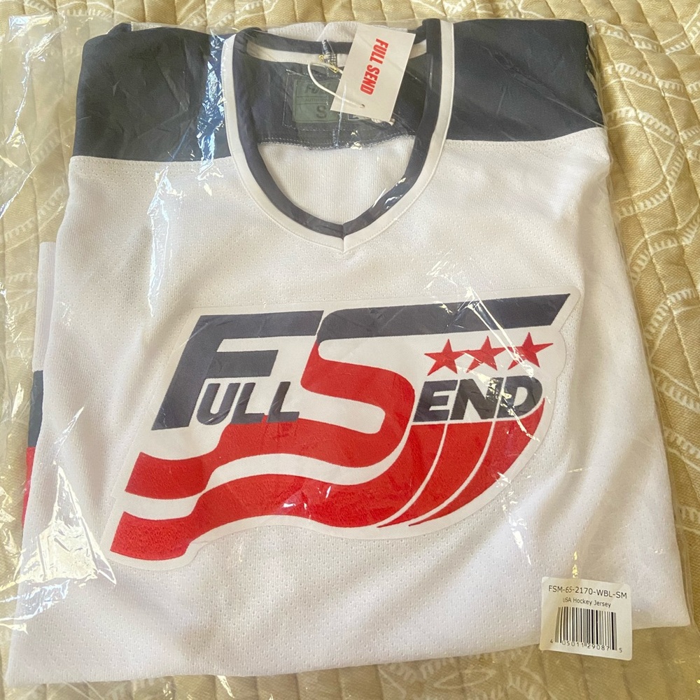 Full send hockey jersey still in packaging!
